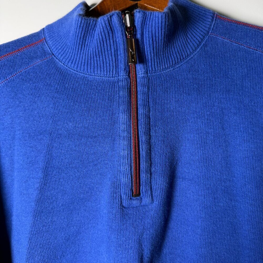 Tommy Bahama Quarter Zip Sweater Royal Sporty Preppy Men’s Summer Casual